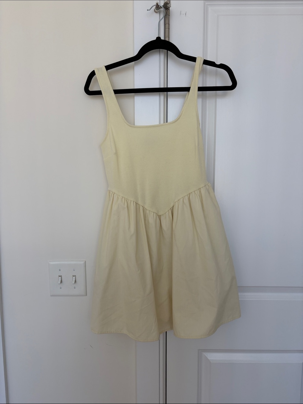 Primark butter yellow Square-Neck Mini Dress